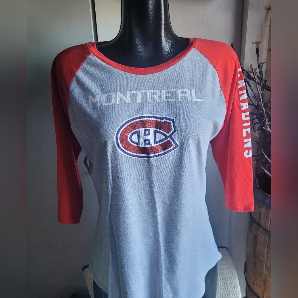 NHL Montreal Canadians Cropped Raglan Sleeve Top Size L